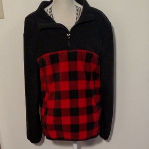 3 for $15 Wonder Nation black/red, buffalo plaid fleece pullover, EUC, L (10-12)